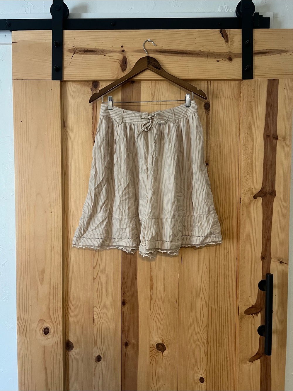 Free People Cream Striped Bermuda oversized Shorts